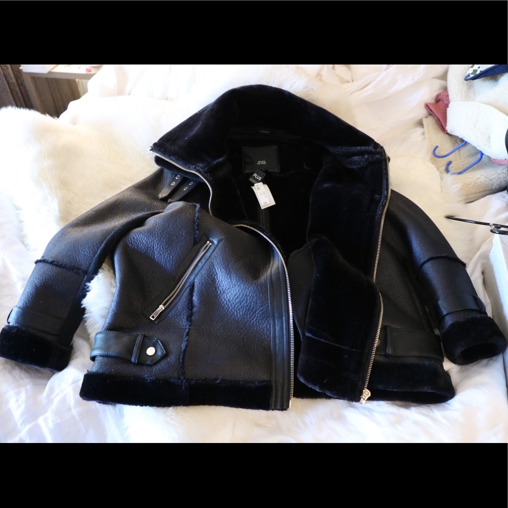 ASOS River Island Faux Leather and Fur Coat